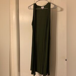 LulaRoe olive colored sleevelesss cardigan duster